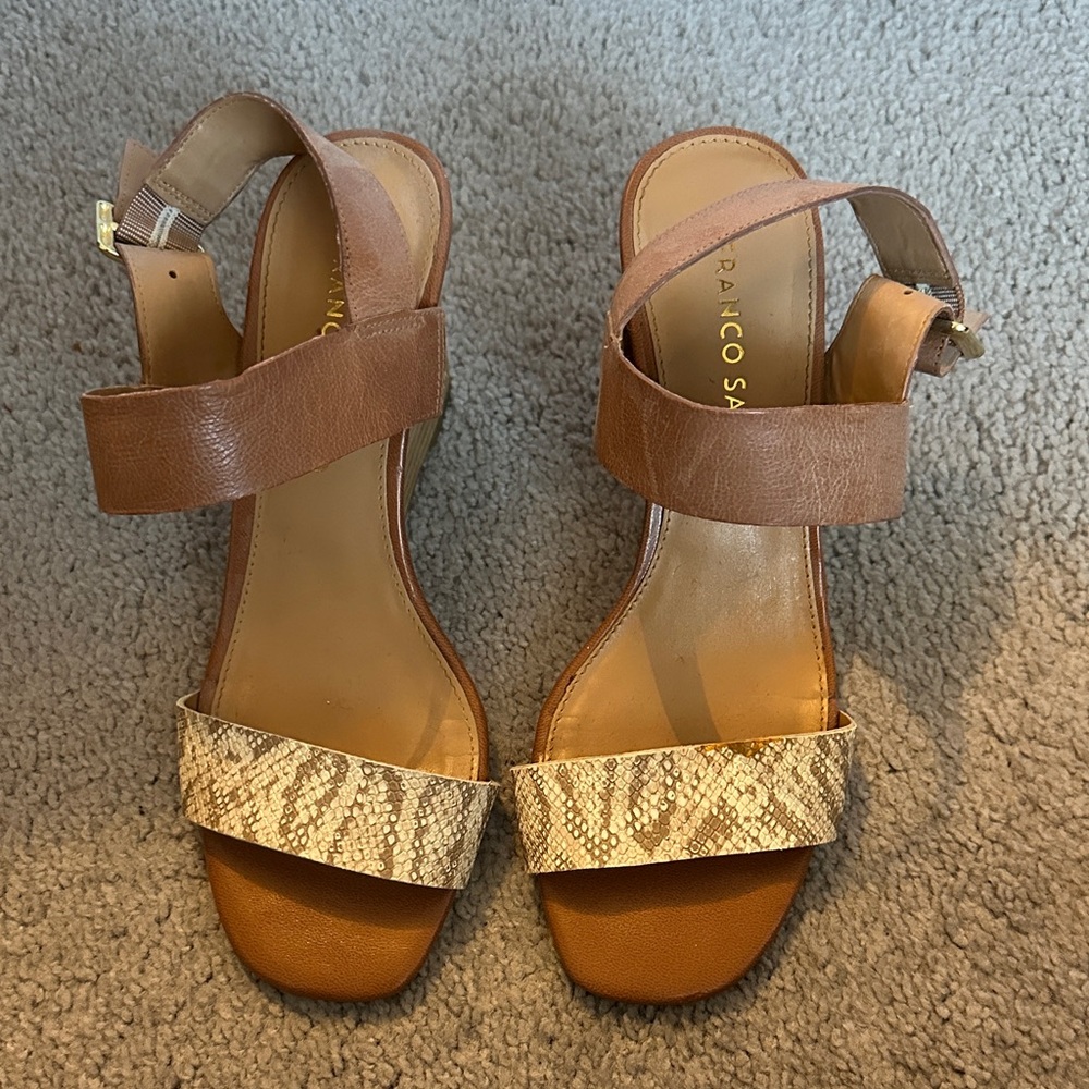 Franco Sarto Tan and Cream Women's Sandals